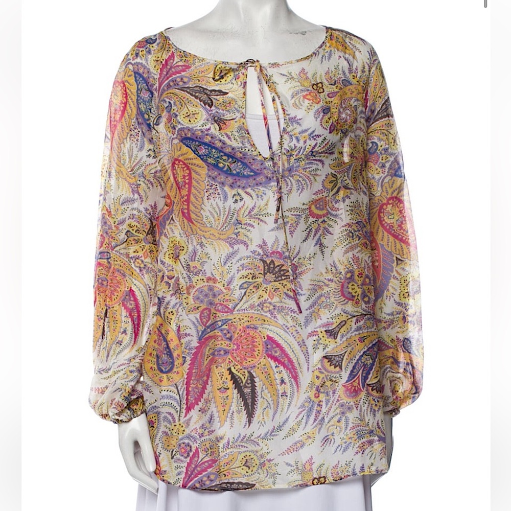 ETRO Printed Scoop Neck Tunic Top
